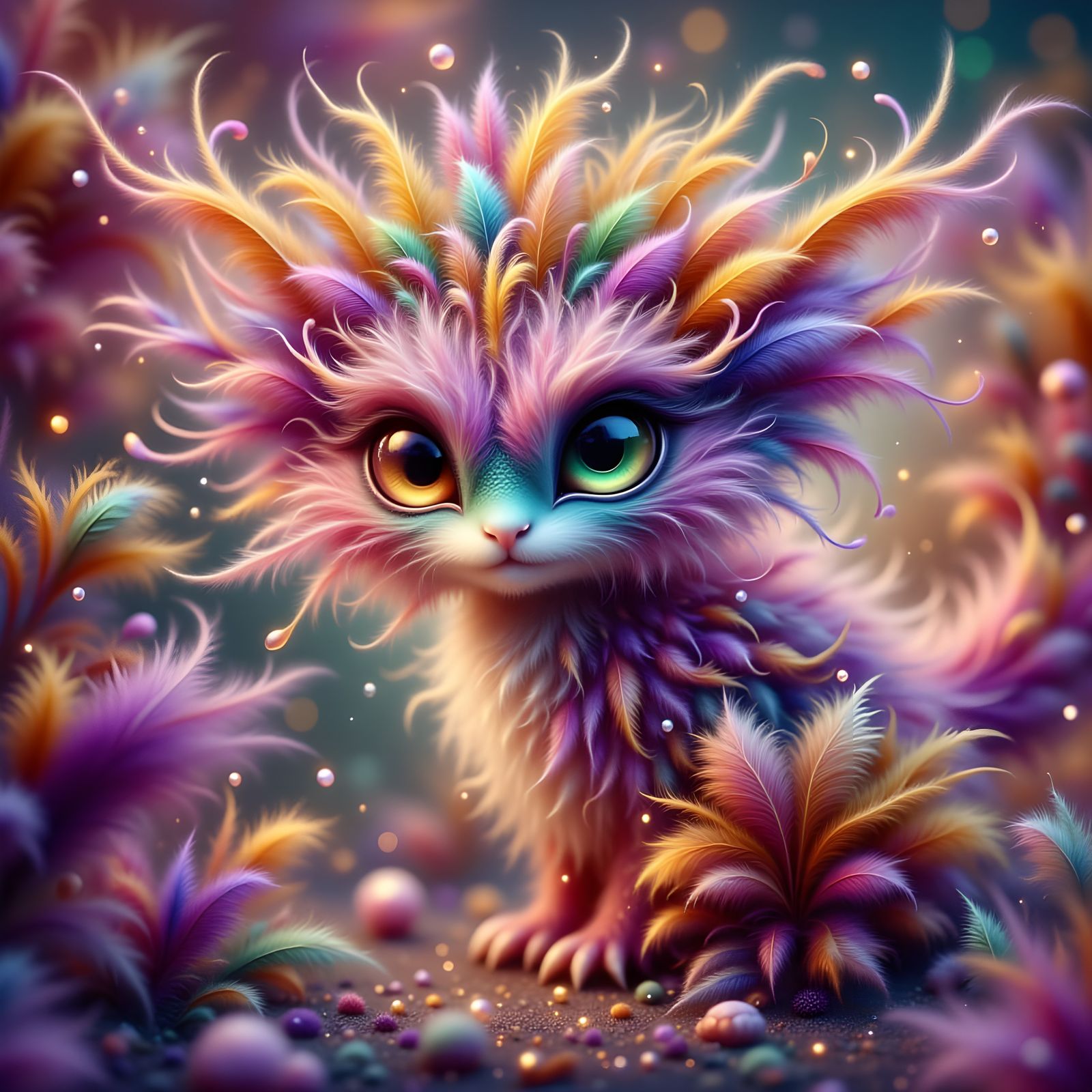 Cute Chinese Dragon with Vibrant Feathers
