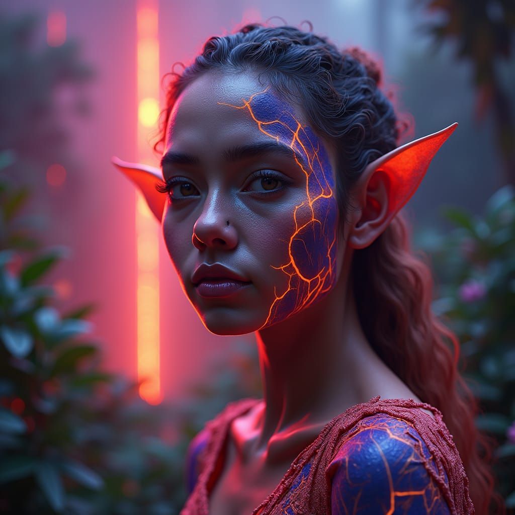 Mystical Jungle Lava Flow Portrait in 8K