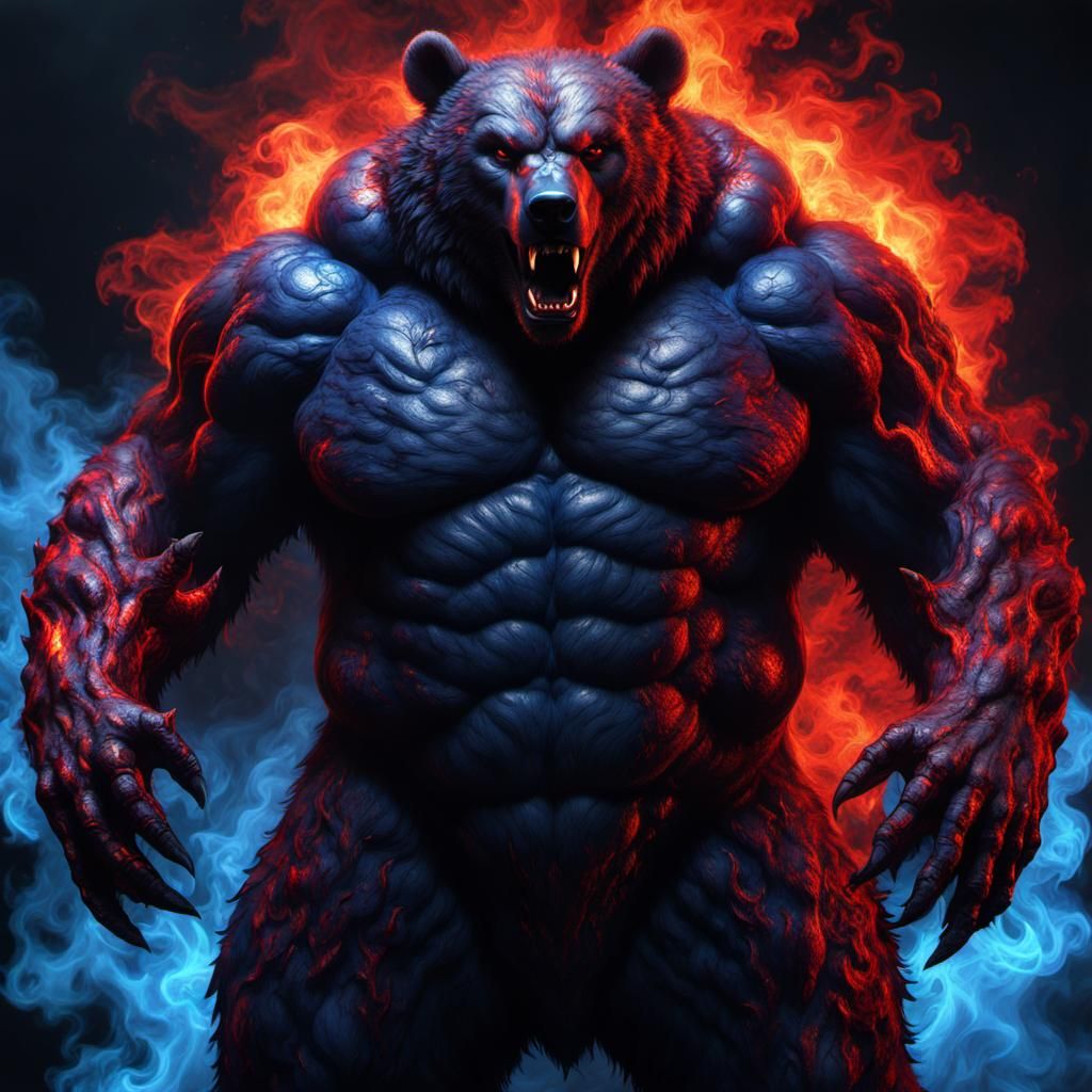 Electric Blue Bear Demon in High-Quality CGI