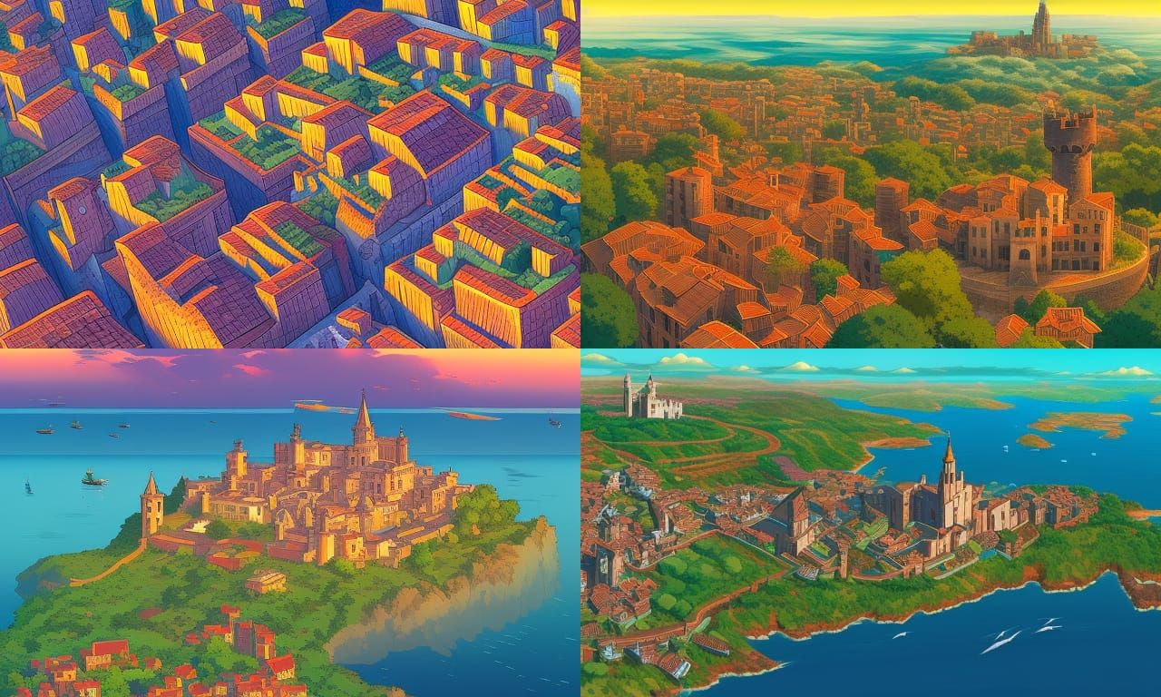 Spanish Countryside Birdseye View in Comic Book Art