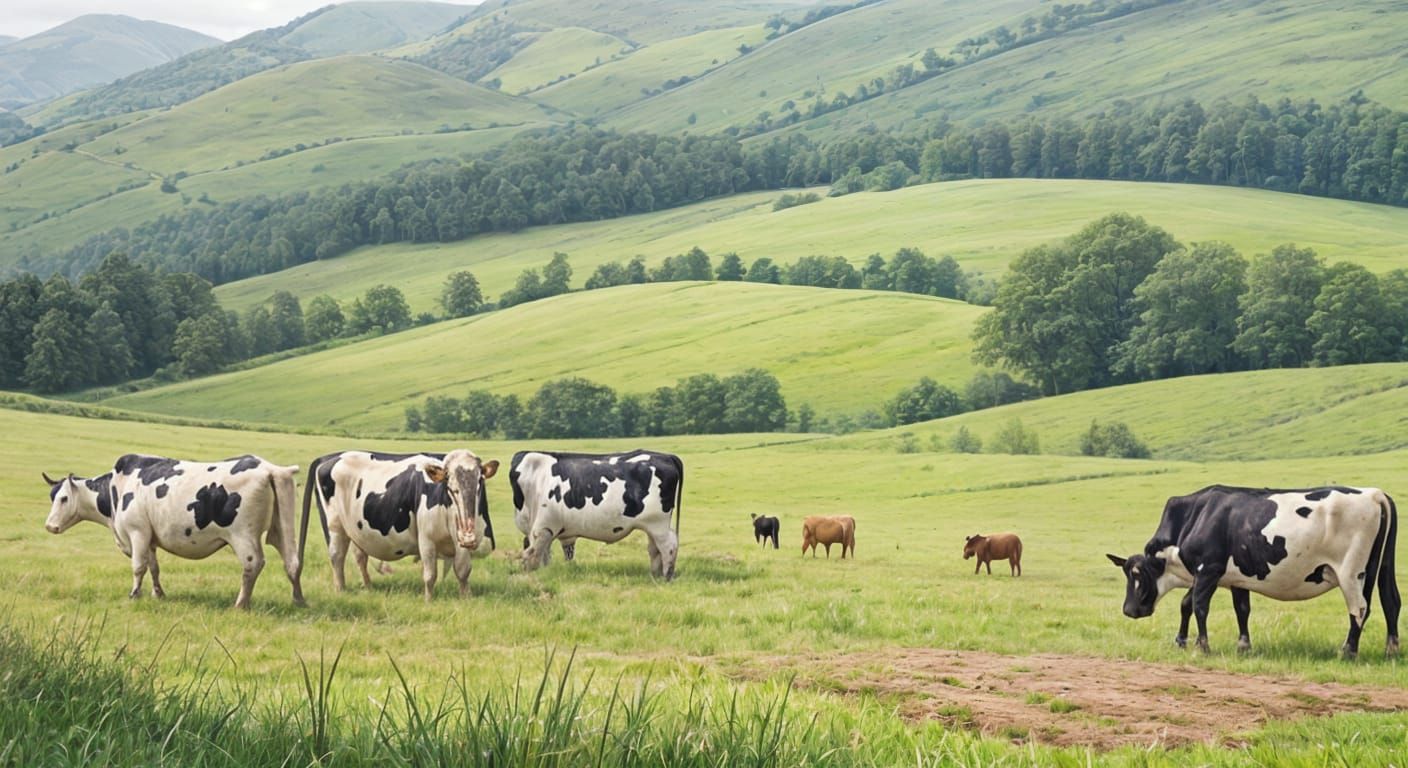 Holstein Cows Amidst a Lush Green Meadow