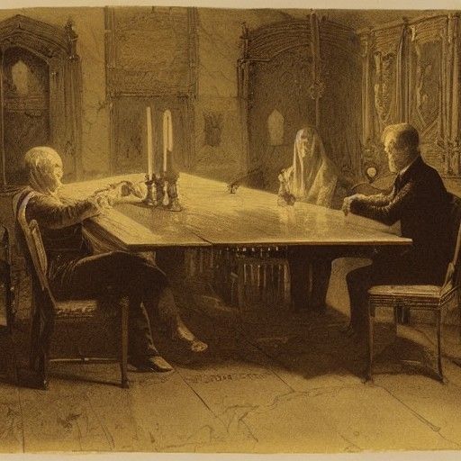 Victorian Horror Illustration of a Table Scene