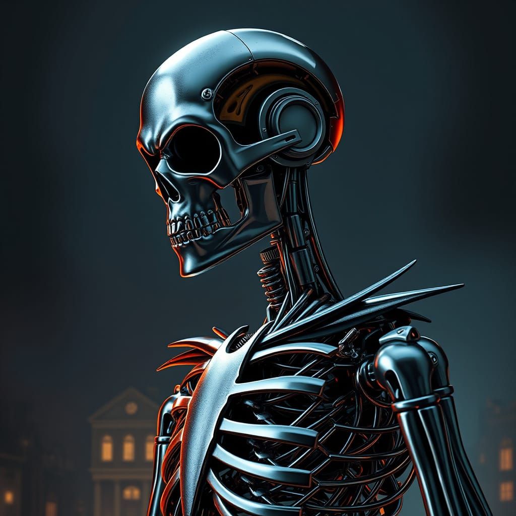 Cyberpunk Gothic Terminator Skellington
