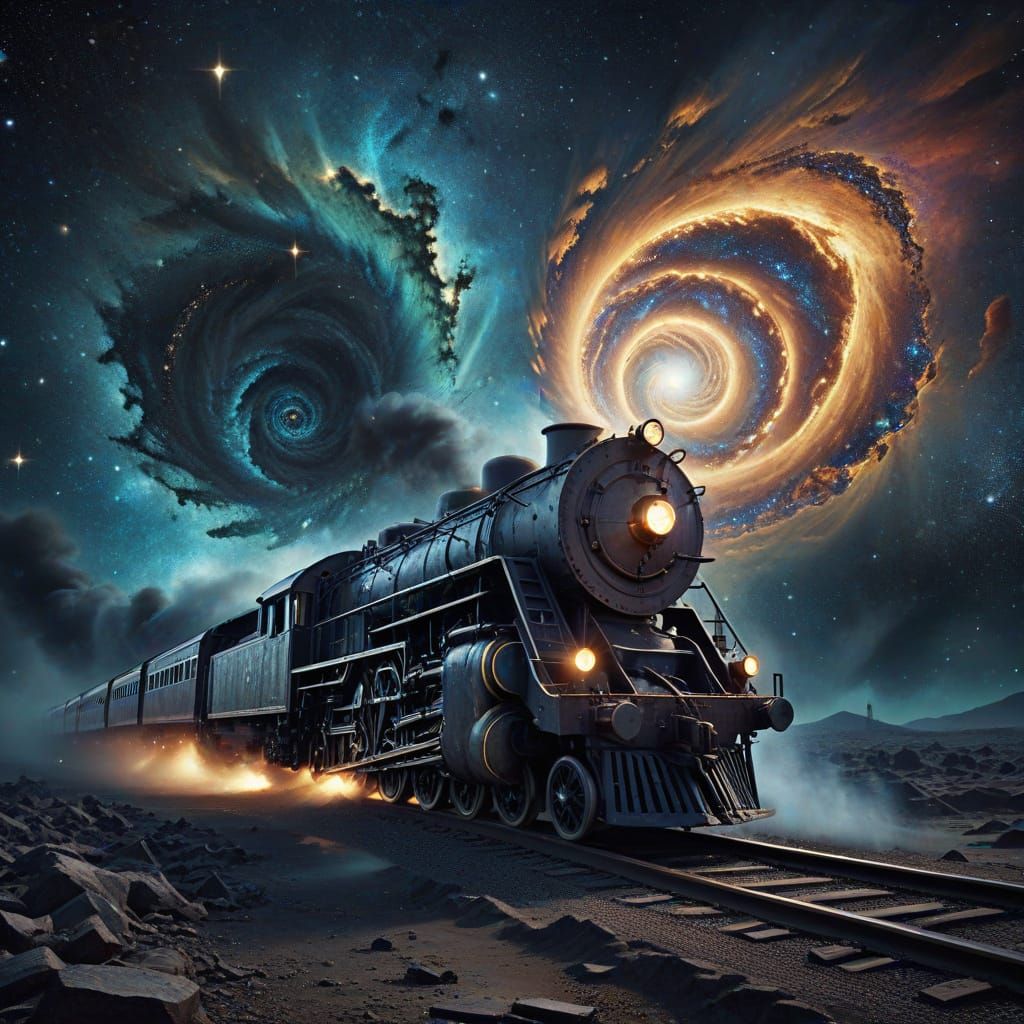 Cosmic Locomotive Emerging from Stardust Vortex