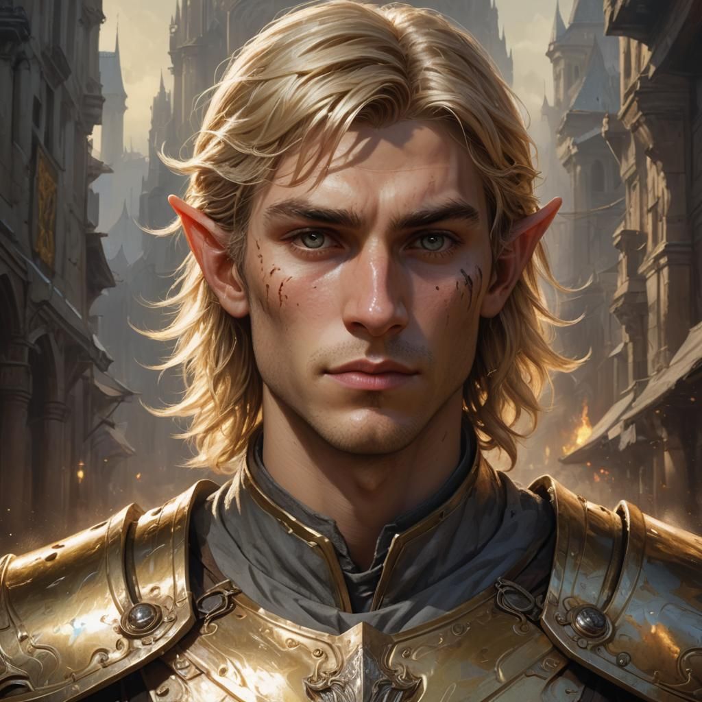 Handsome Elf Lord Portrait in Hyperdetailed Style