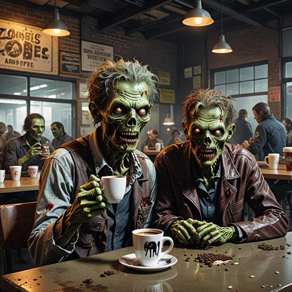 Zombies Enjoying Coffee Together