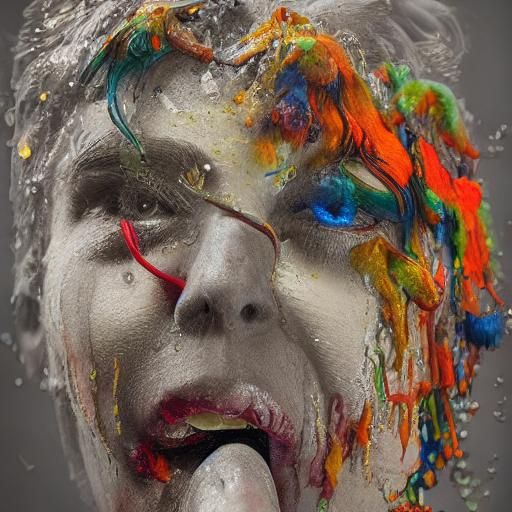 Surreal Water Fountain and Carrot in Dali Style