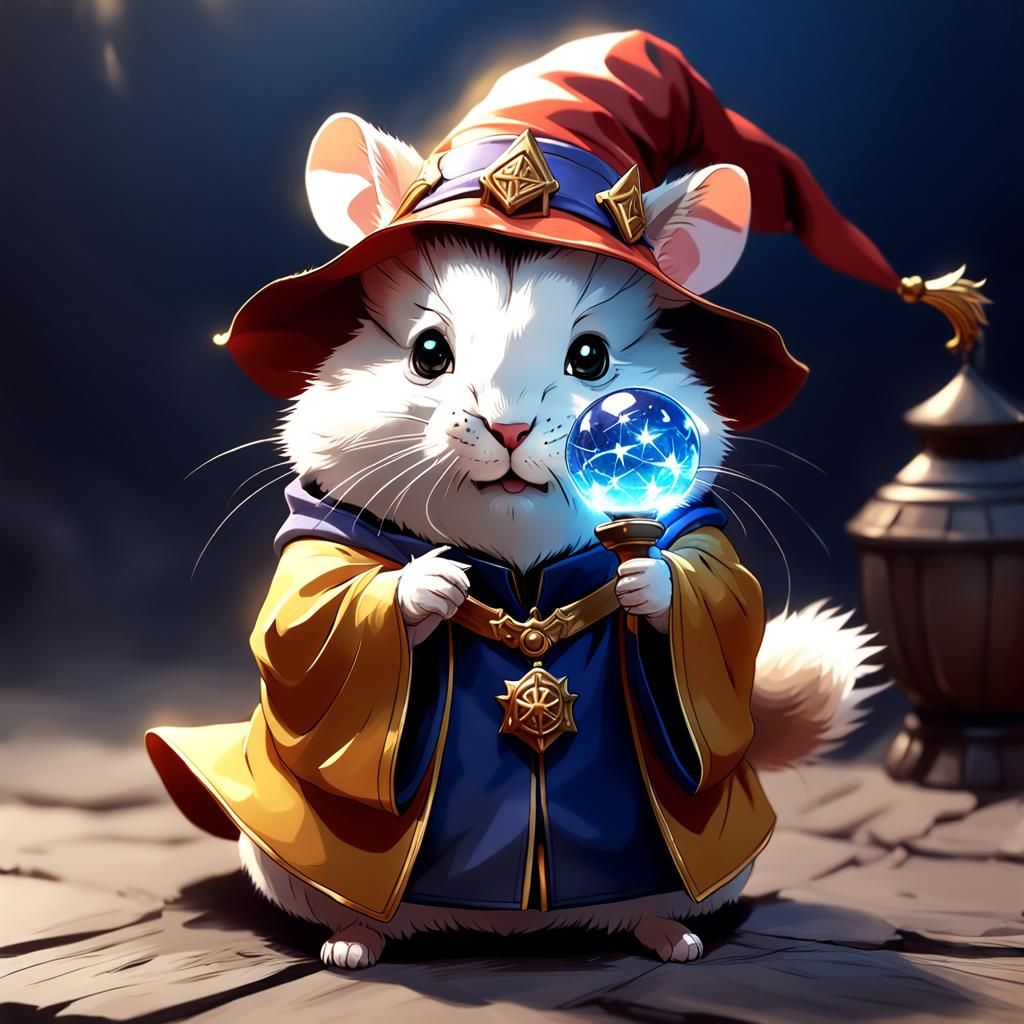 Wizard Hamster in Detailed 3D Anime Art