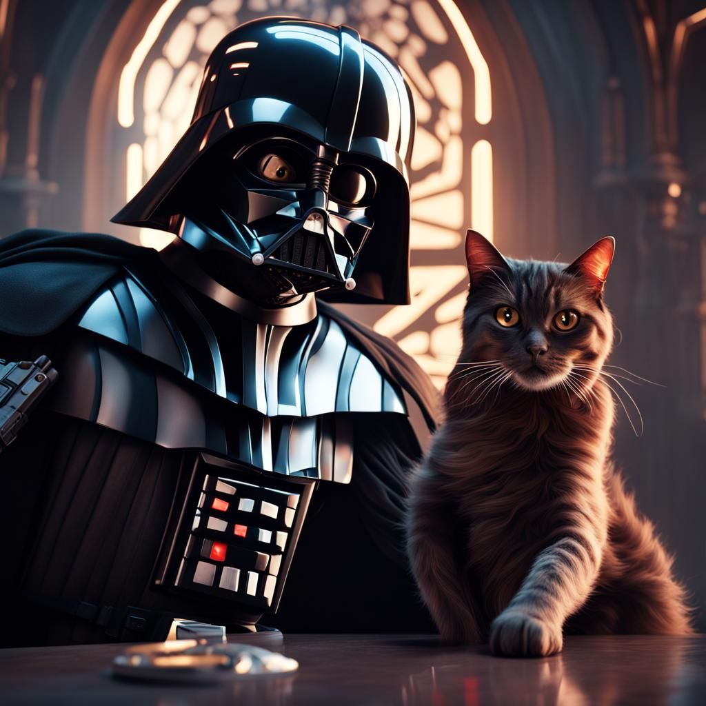 Darth Vader Selfie with Cat: Fantasy Concept Art
