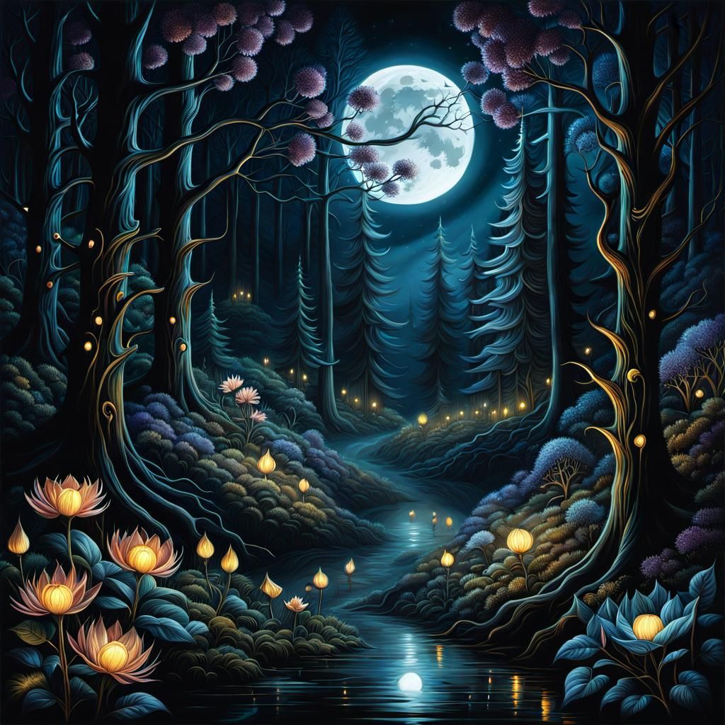 Horror Monsters in a Dark Forest