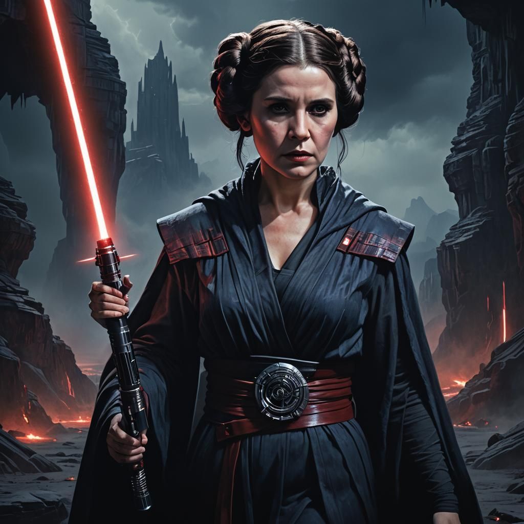 Evil Sith Princess Leia Portrait in Dark Fantasy Style