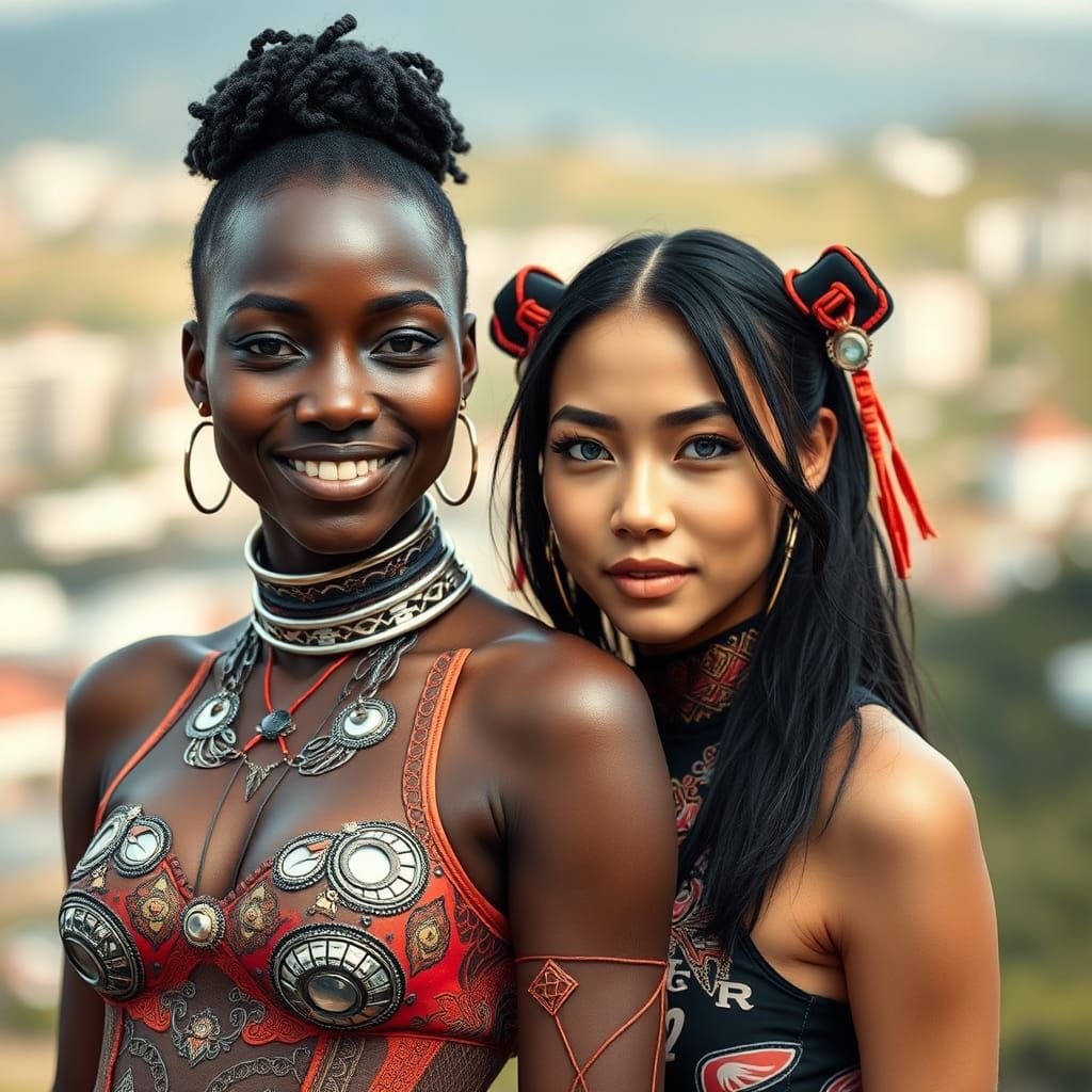 Smiling Women in Futuristic Brazilian-Japanese Streetwear