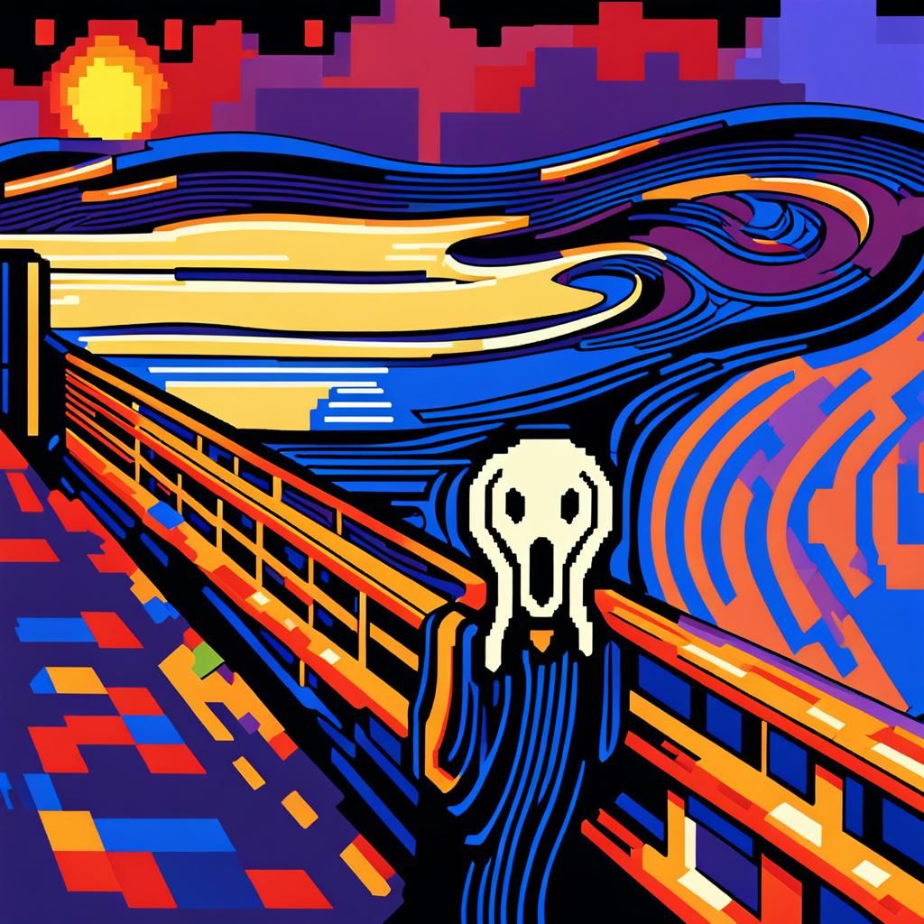 8-Bit Pixel Art 'The Scream' Portrait
