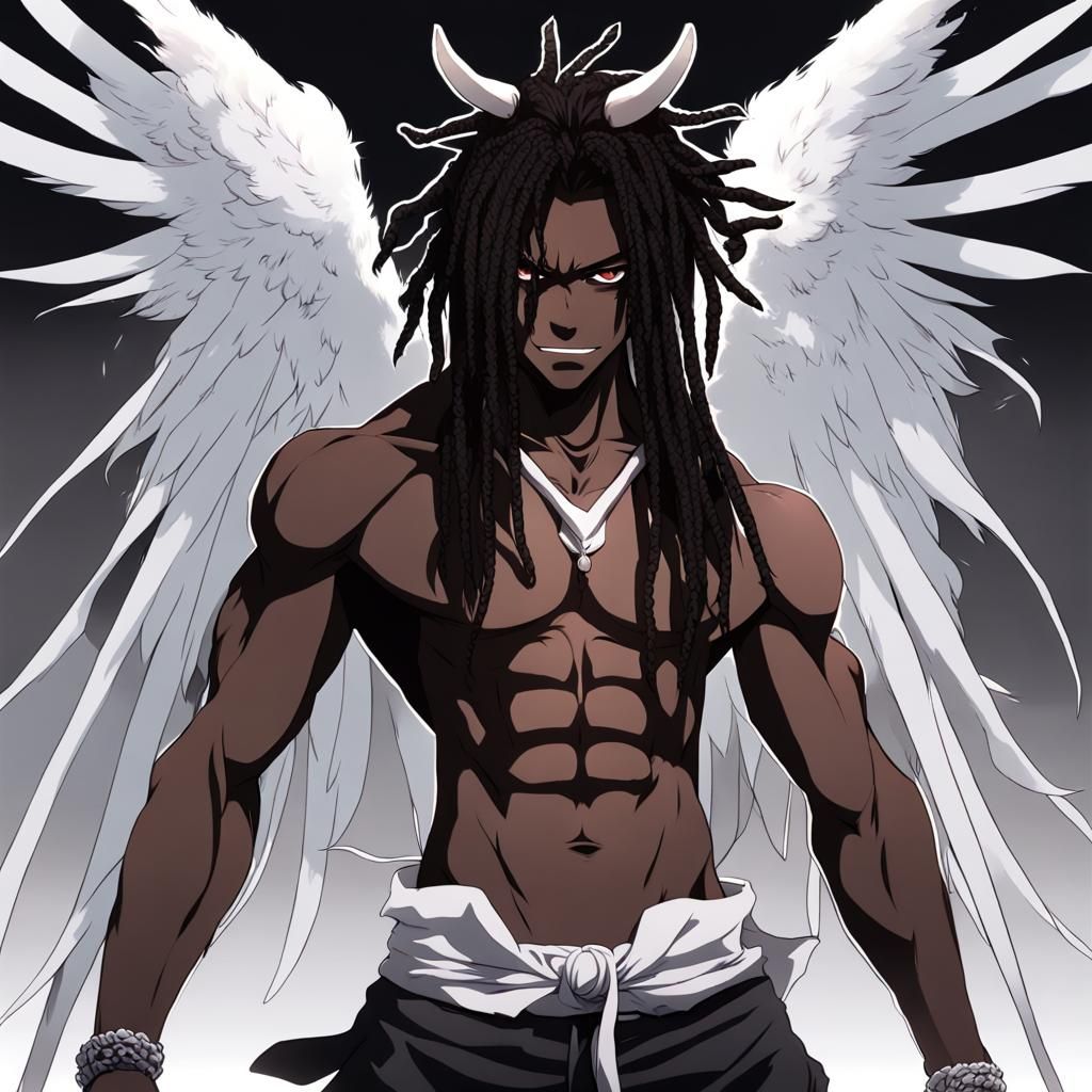 Lightning Angel: Anime-Style Demon Mask Portrait