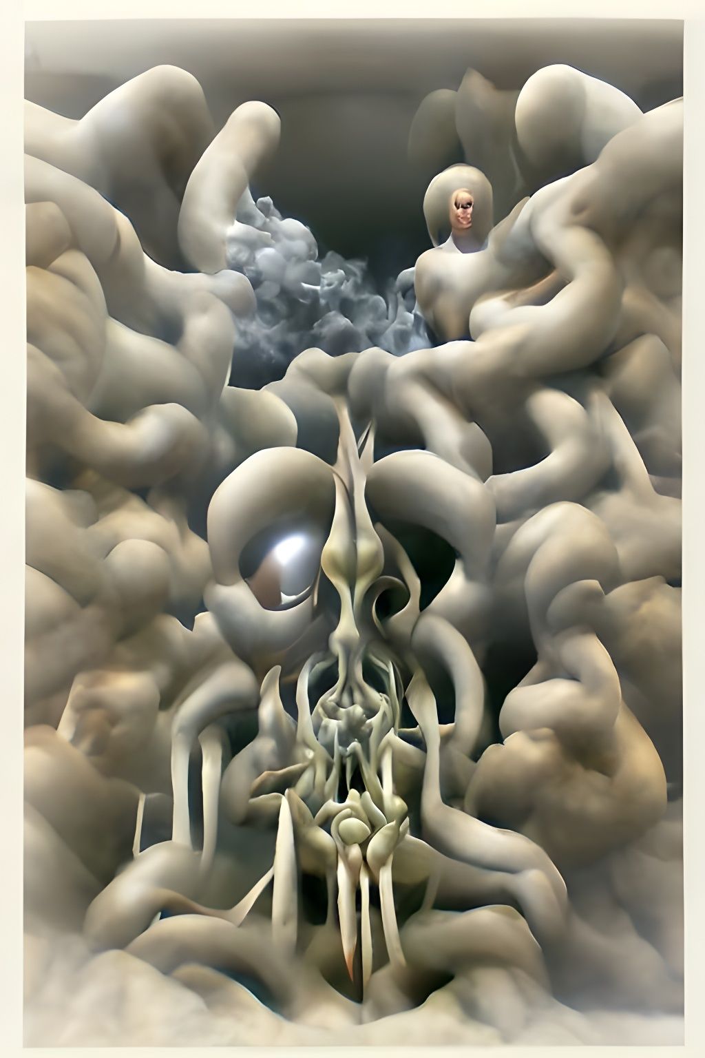 a smokey cloud surrounds me. there are tall white haired alien human hybrid. Moebius H.R. Giger Ferdina ab hy ...