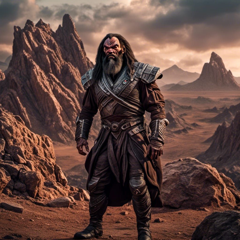 Aging Klingon Warrior: Detailed Matte Painting