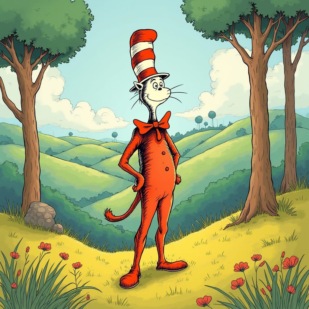 Whimsical Portrait in Dr Seuss-Inspired Style