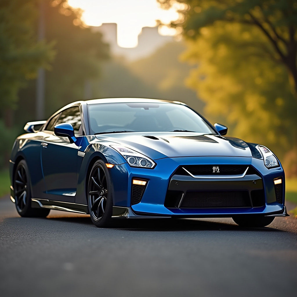 Sleek Blue Nissan GT-R Skyline in Automotive Photography Sty...