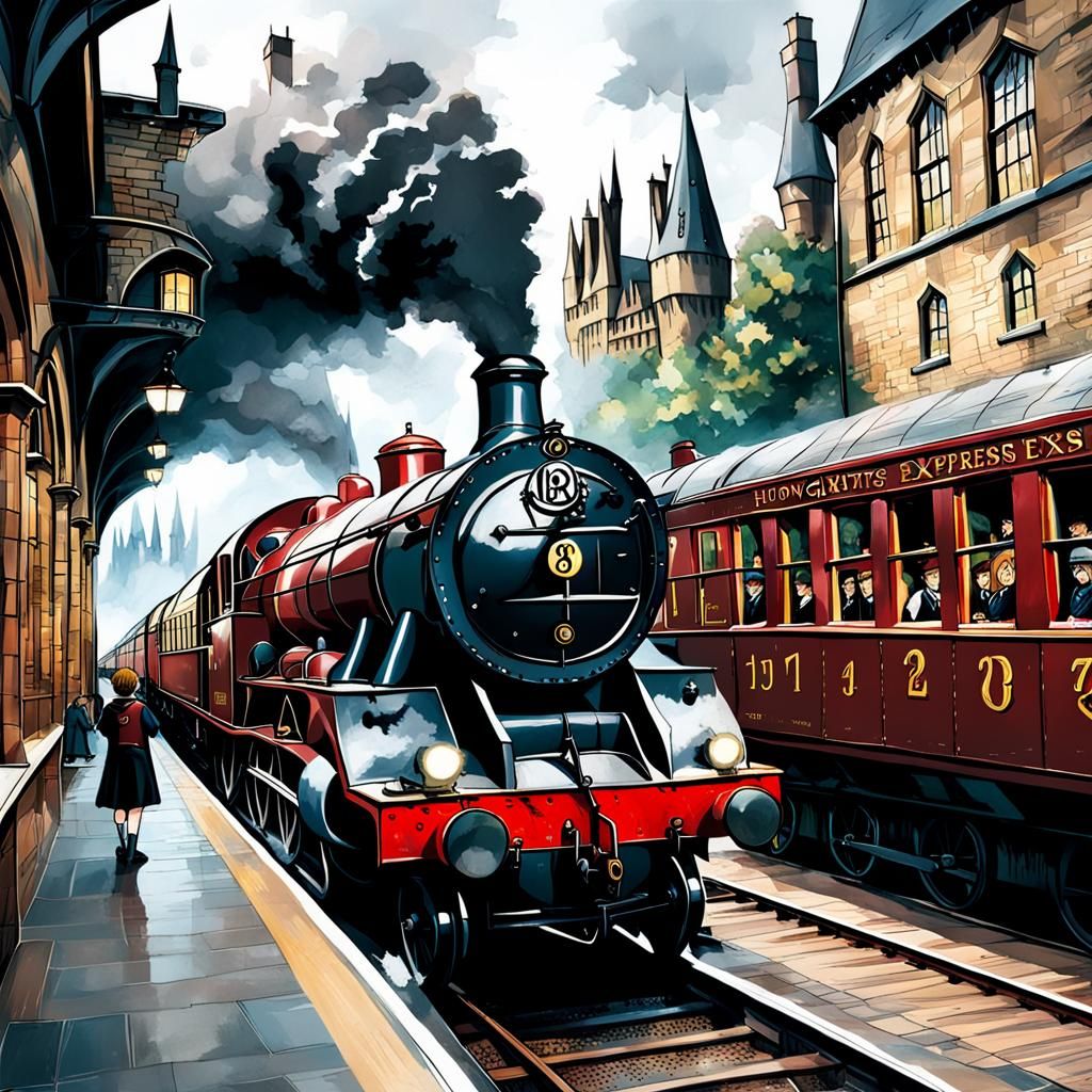 Hogwarts Express Picking Up Students at Station