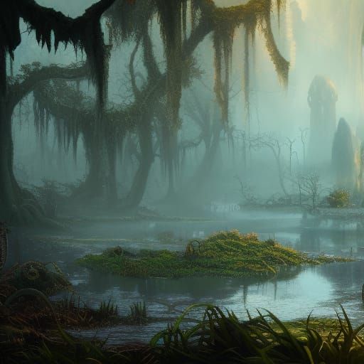 Fantastical Swamp: Detailed Matte Painting