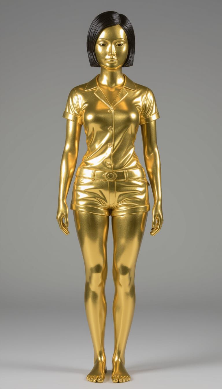 Golden Thai Woman Sculpture Full Body