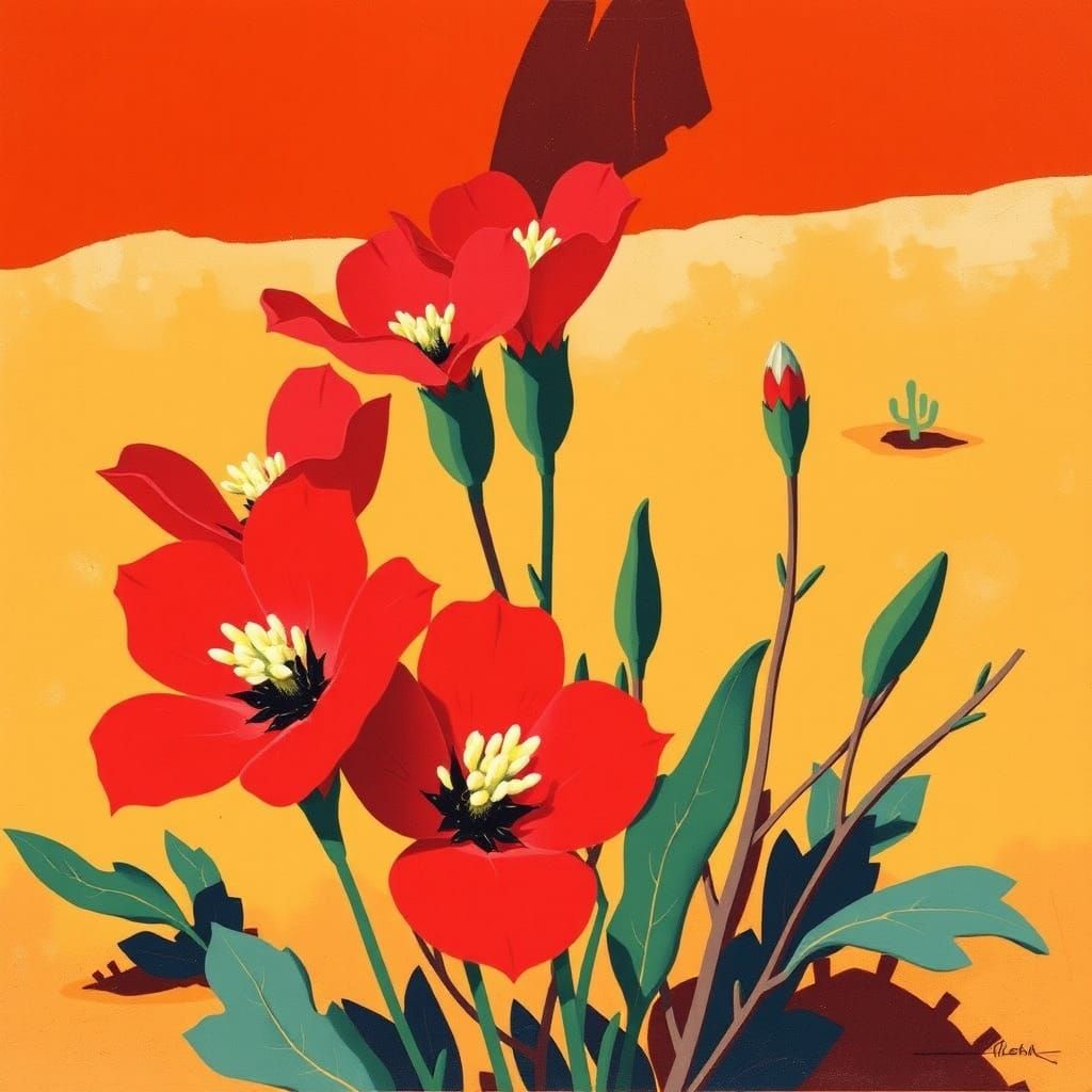 Sturt's Desert Pea in Australian Modernist Style