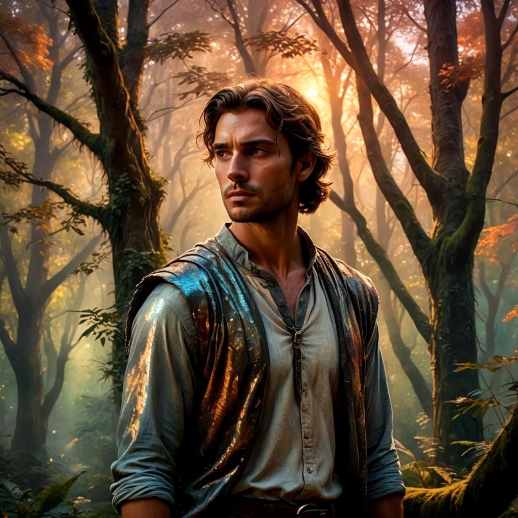 Ethereal Man in Fantasy Landscape, Digital Art