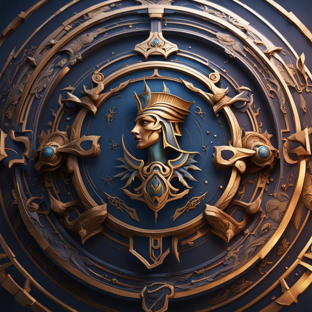 Detailed Athena Aegis Logo in Fantasy Art Style