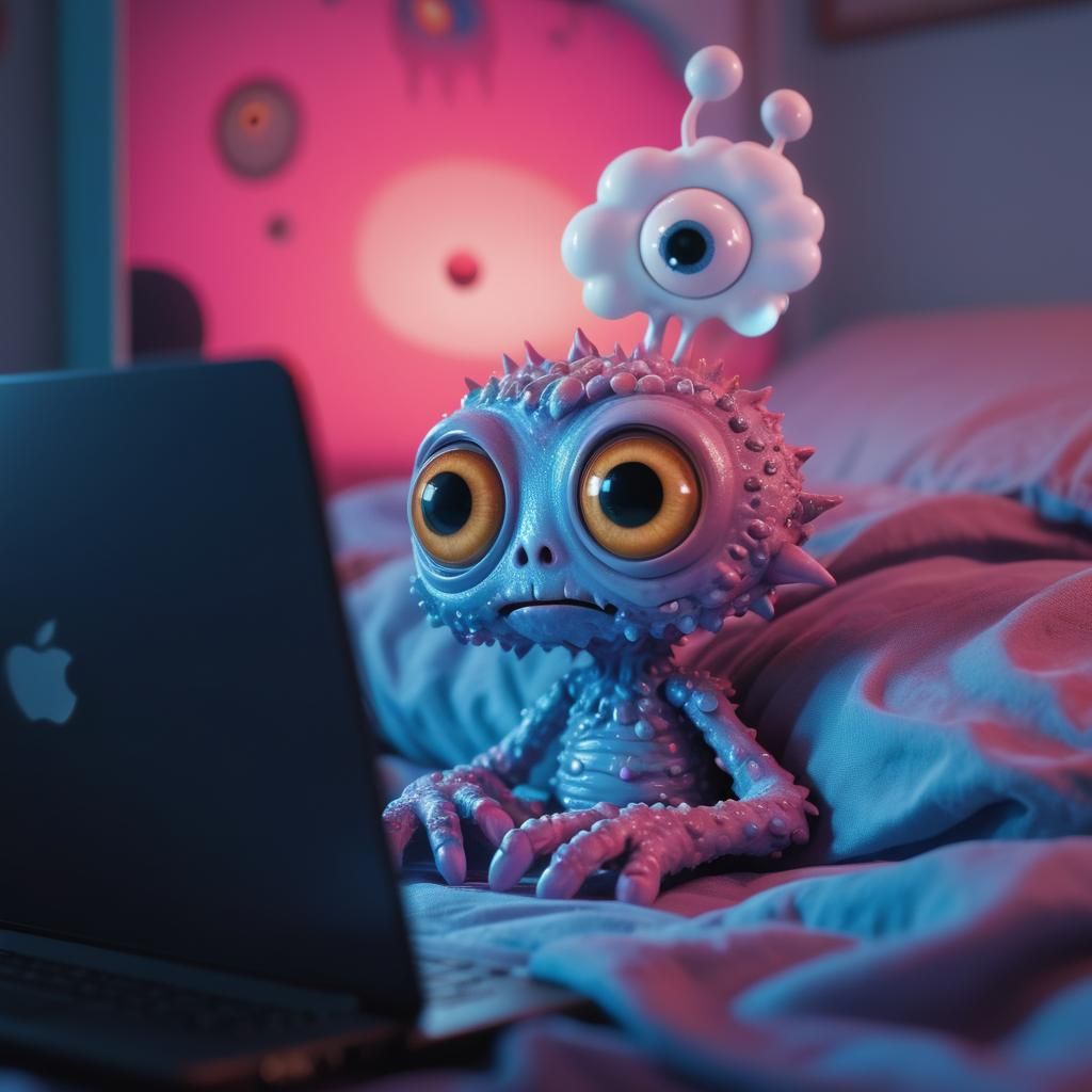 Thought Bubble with Double Exposure and Laptop Focus