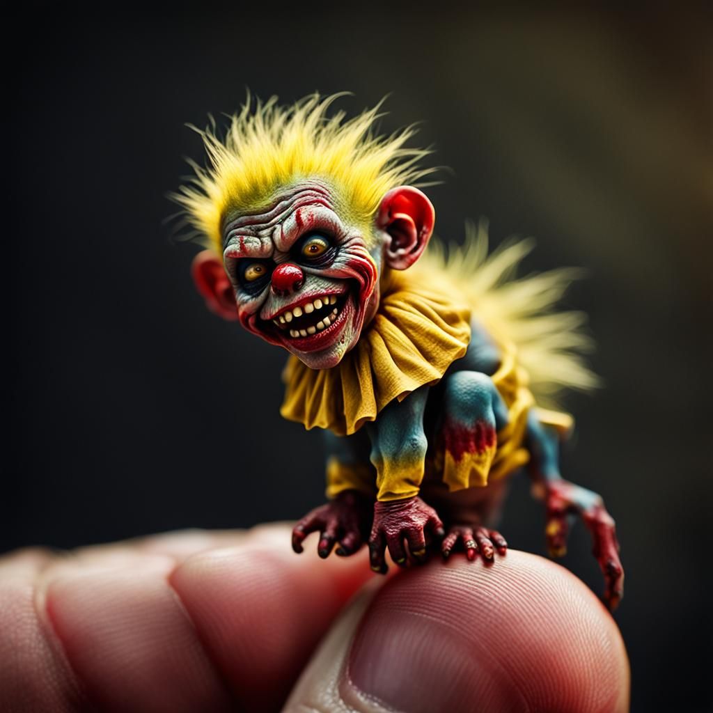 Hyper-Realistic Zombie Monkey Clown in Macro Detail