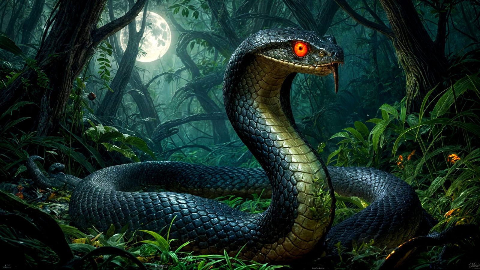 Majestic Ancient Serpent in Dark Fantasy Style