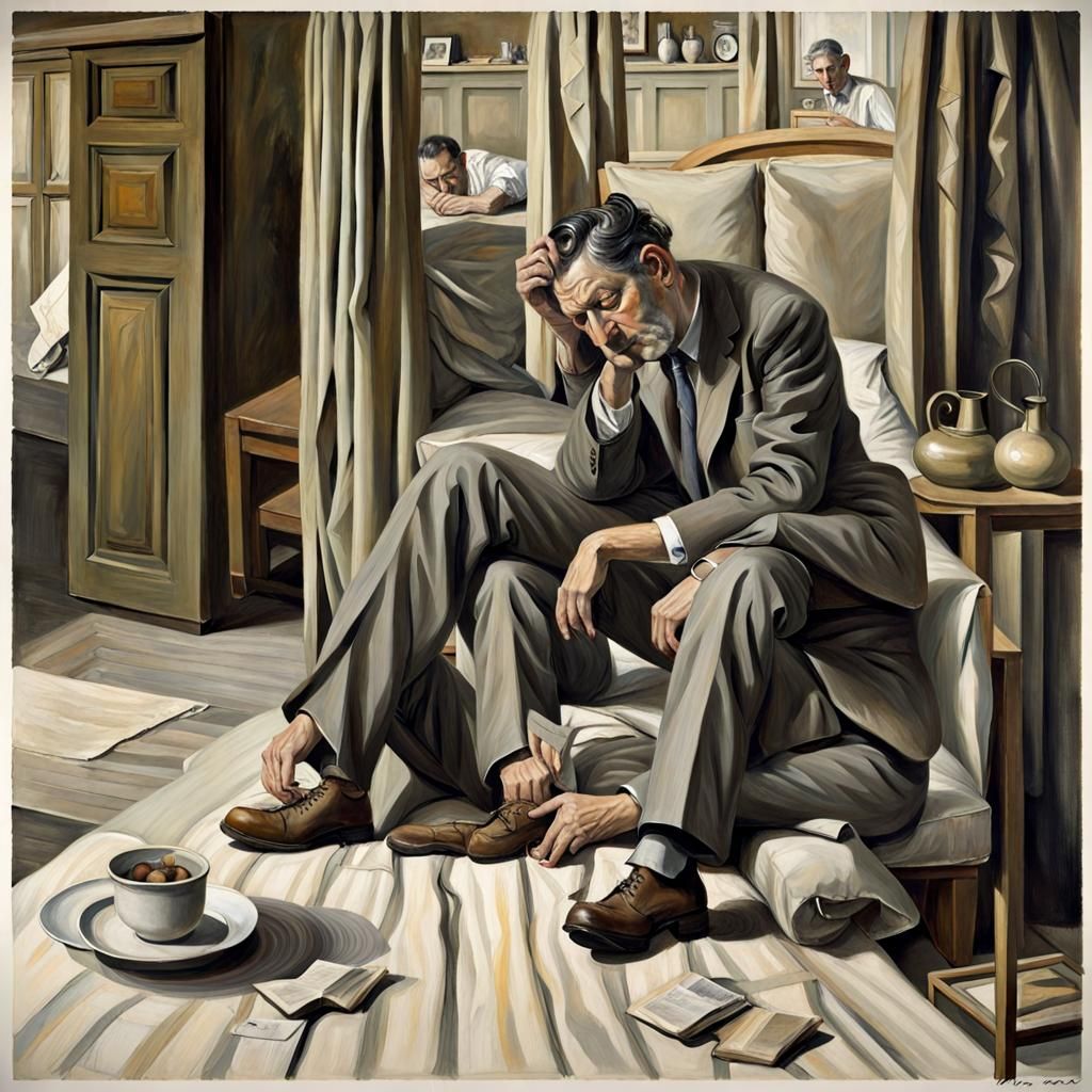 Poignant Portrait in the Style of Lucian Freud