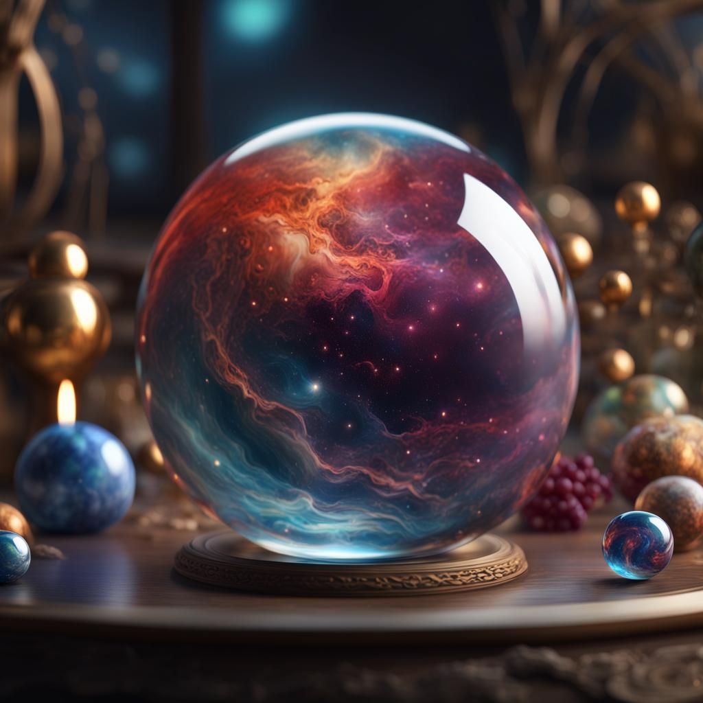 Vibrant Universe Inside Glass Marble