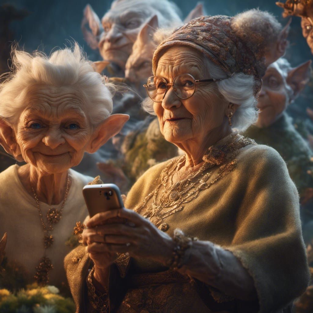 Grandma's Goblin Selfie: A Dreamy Ethereal Portrait