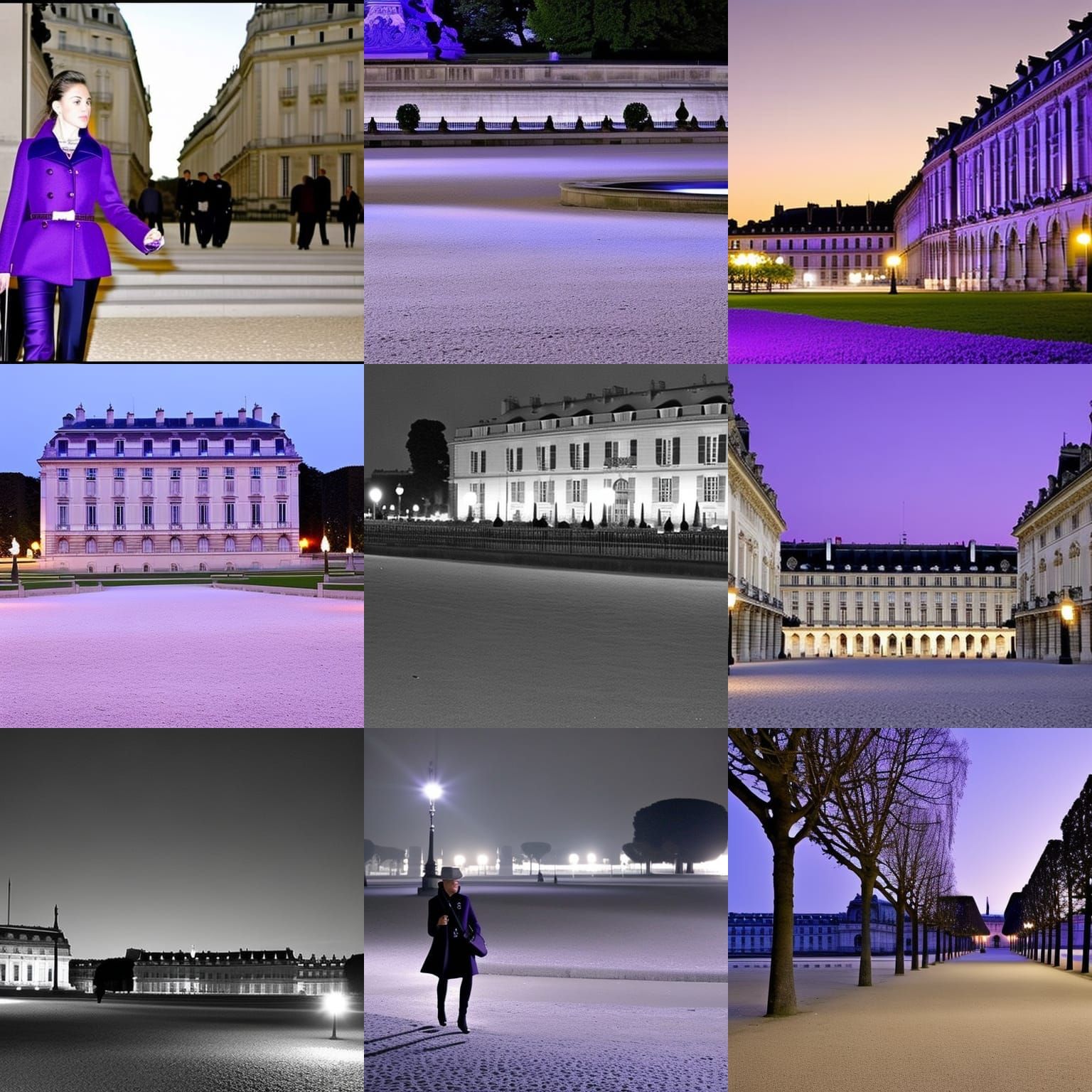 Violet Night Walk on the Champs-Élysées