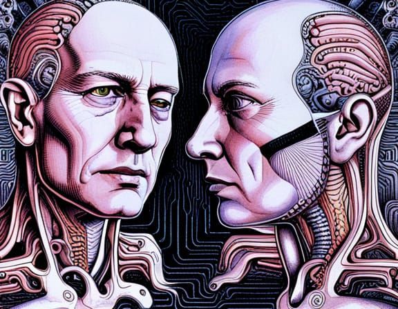 Symbiotic Brain Connection in Cyberpunk Style