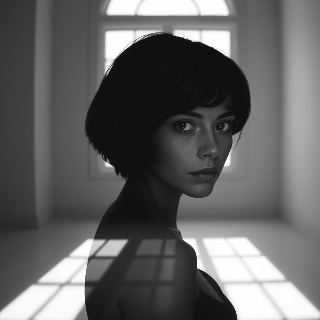 Angel Woman in Dark Shadows