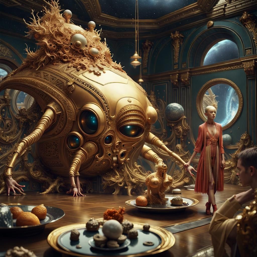 Extraterrestrial Fashion Show in Hyperrealistic Style