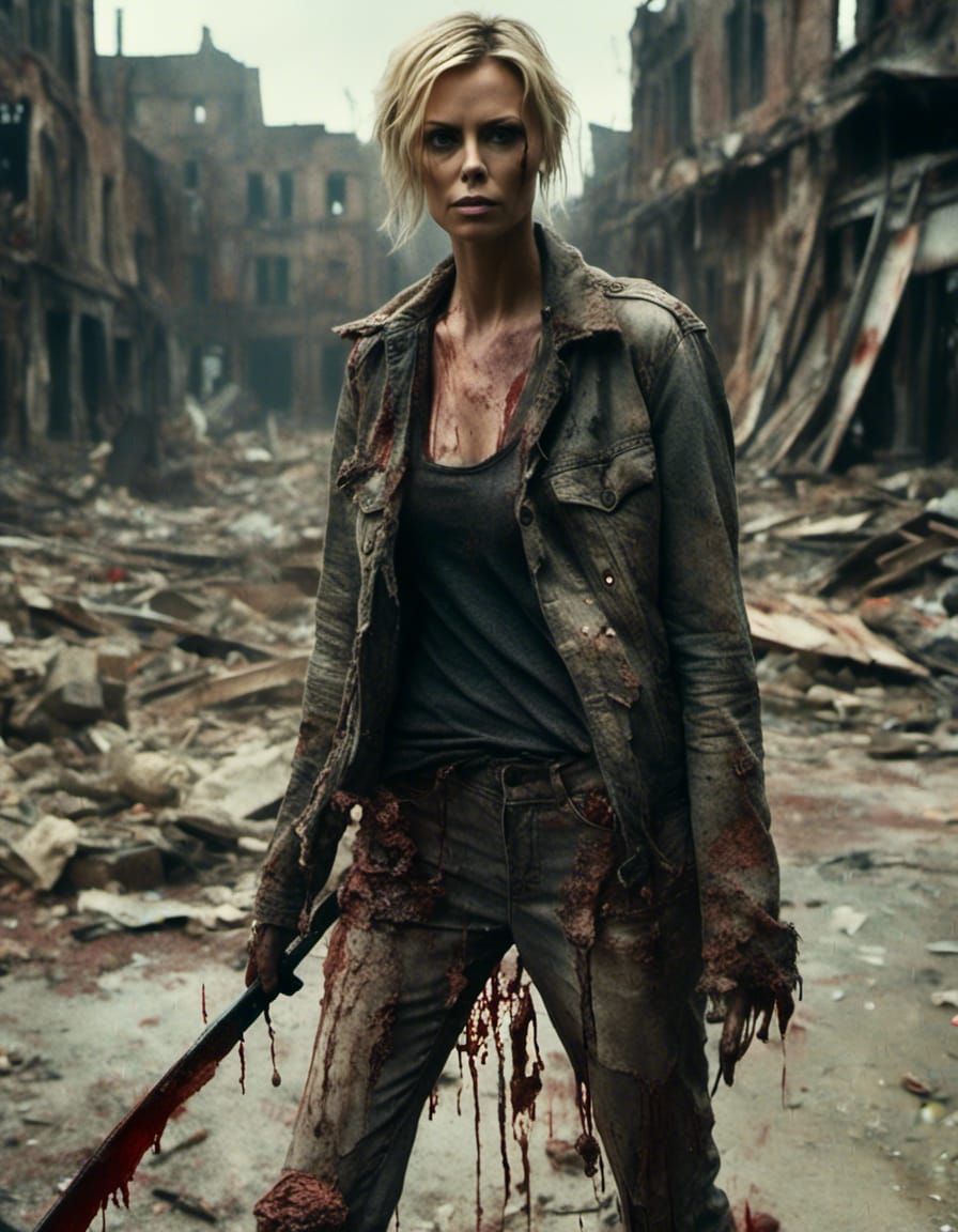 Actress with Machete in Zombie City