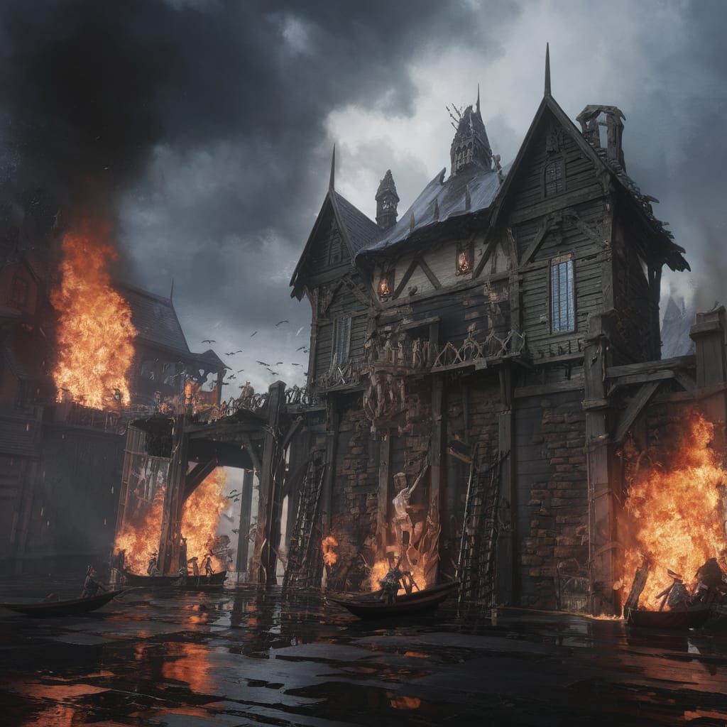 Medieval Flames Engulf the Wharf