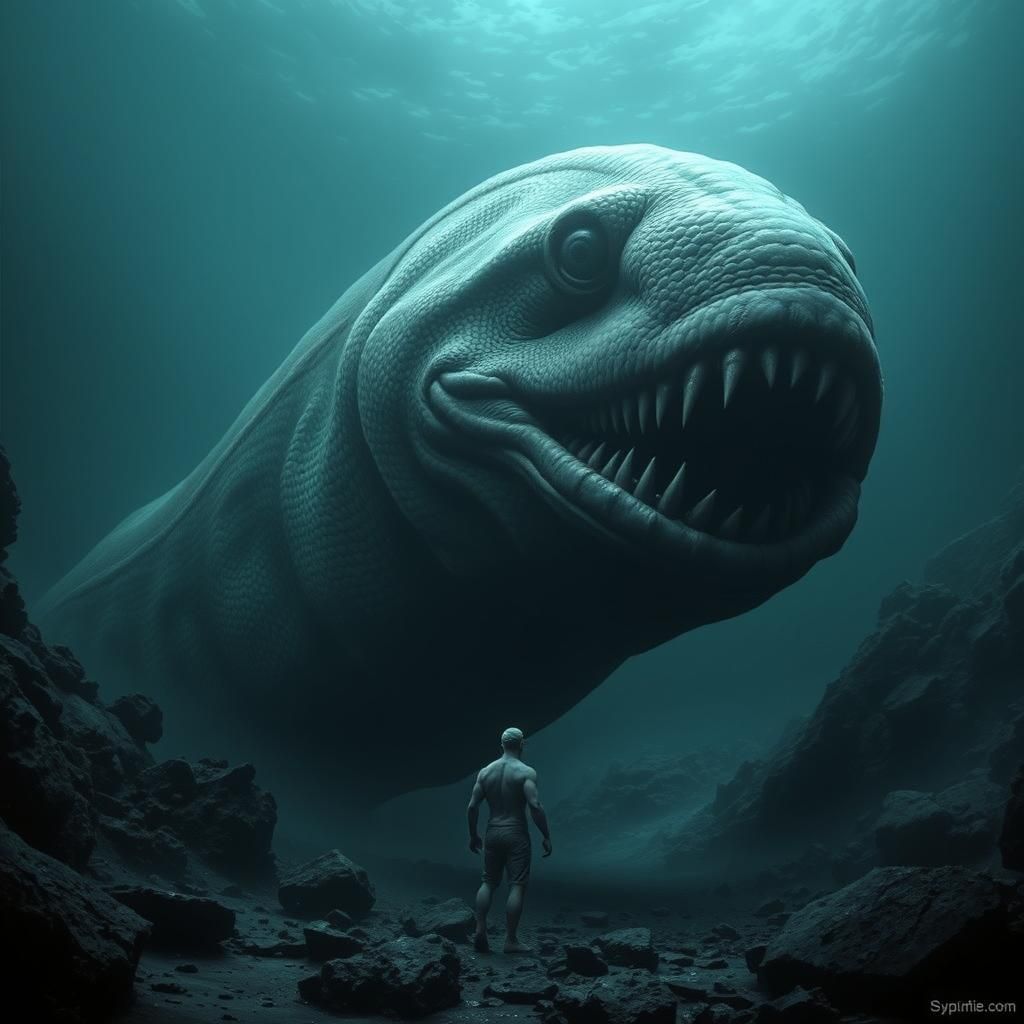 Gargantuan Moray Eel in Haunting Horror Art