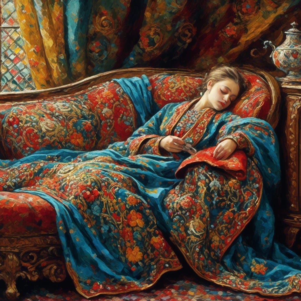 Woman Sleeping Peacefully on Sofa