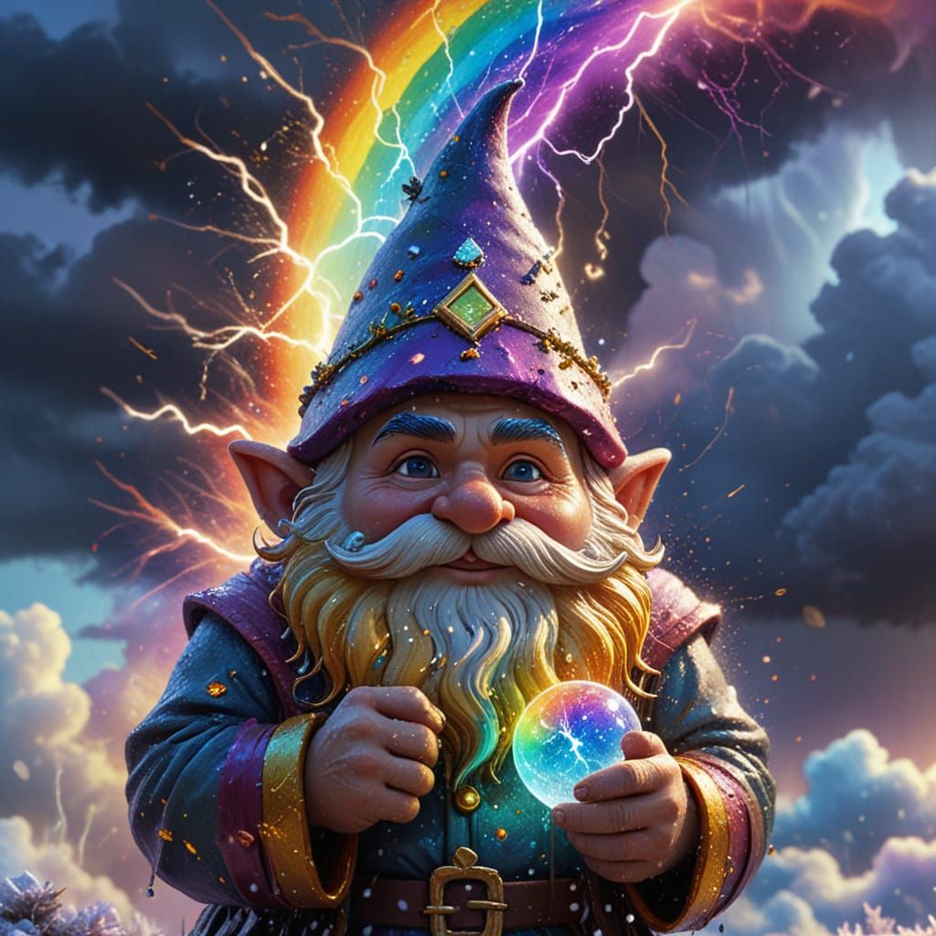 Colorful lightning inside a rainbow