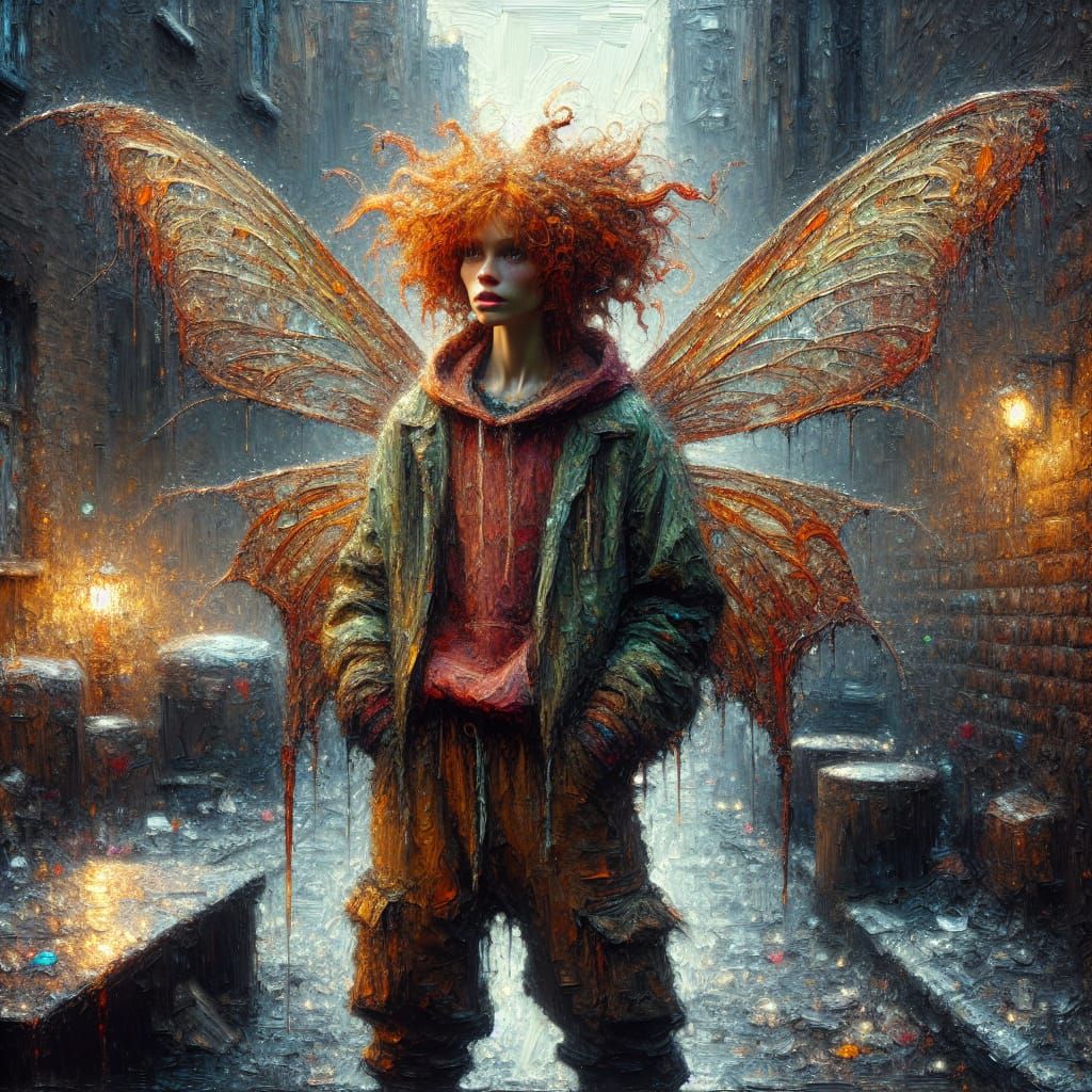 Fantasy Fairy in Moody Post-Impressionist Oils
