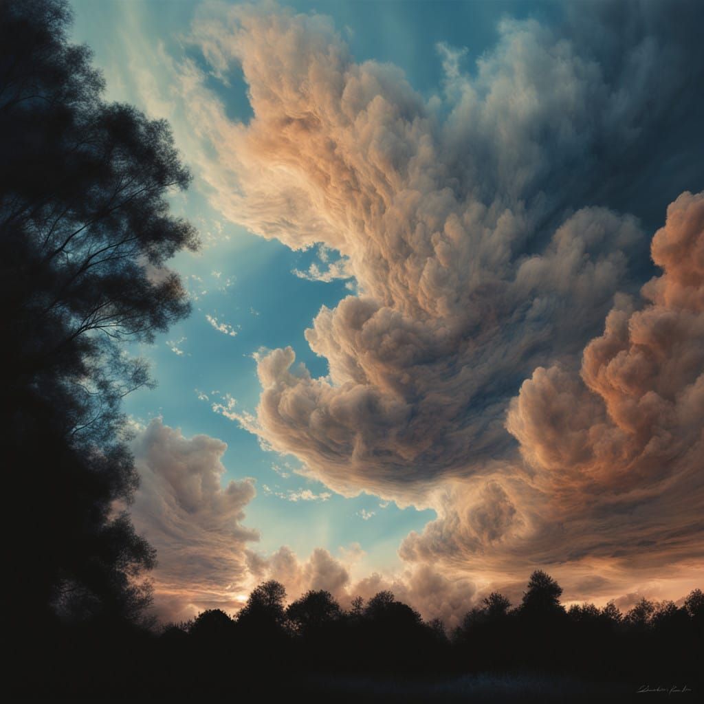 Dreamy Whispy Clouds in a Soft Blue Sky
