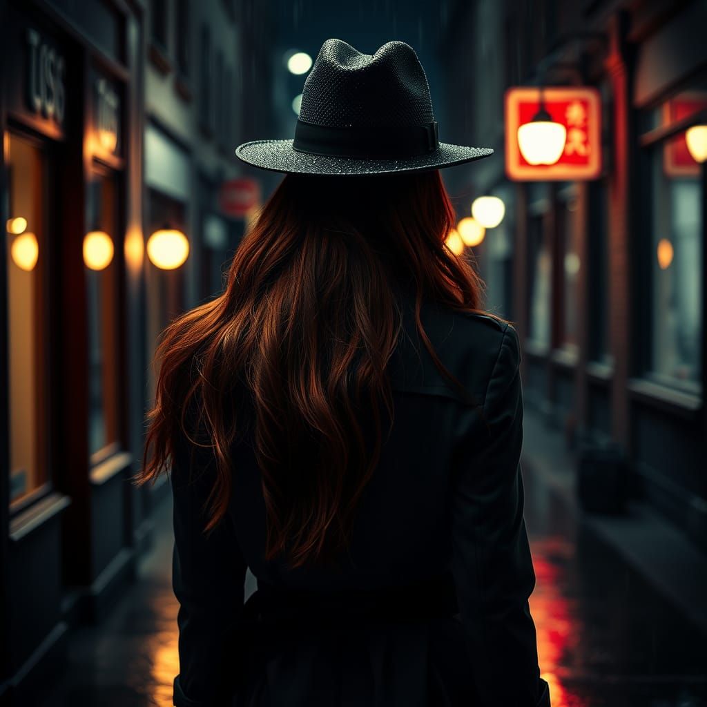 Rainy Night Siren in Film Noir Style