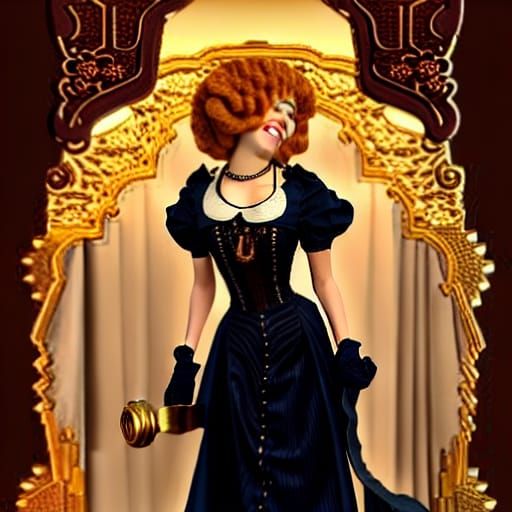 Victorian Lady with Blonde Curls, Smiling