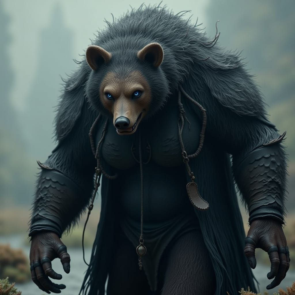 Gigantic Wolf-Bear Creature in Photorealistic Detail