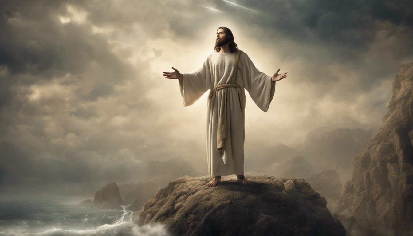 Jesus Performing a Miracle in Matte Painting