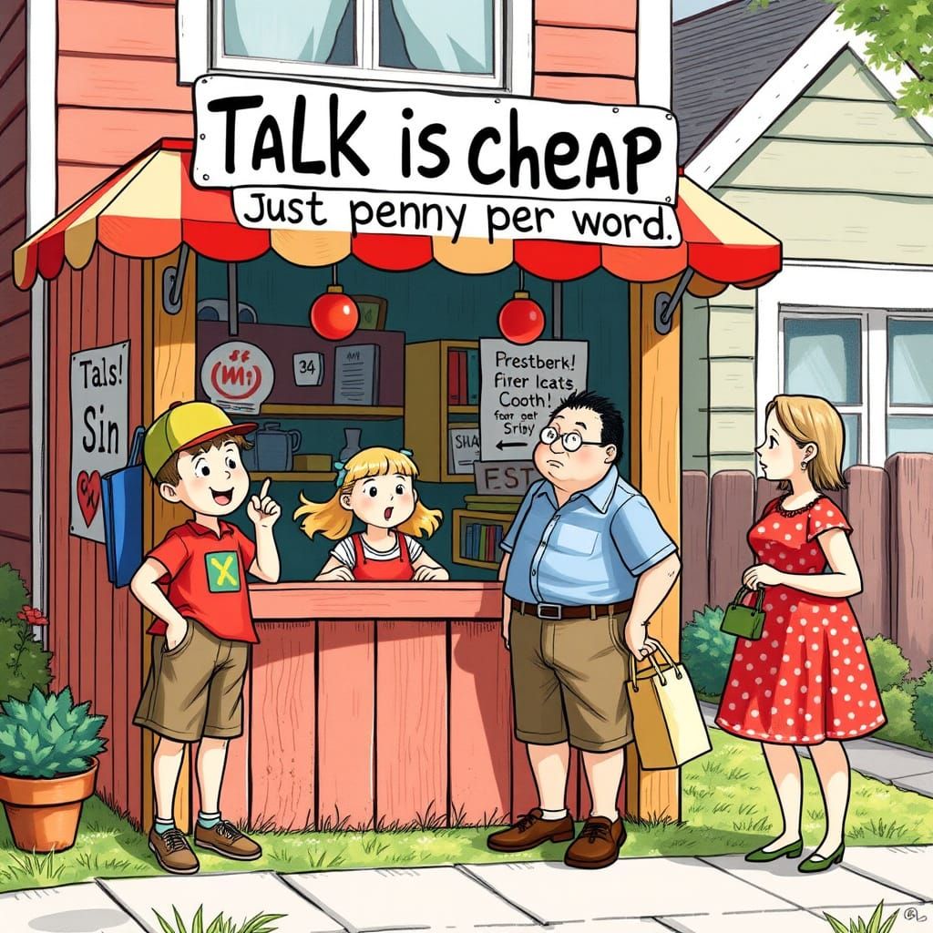 Kids' Talk-for-a-Penny Booth, Whimsical Illustration